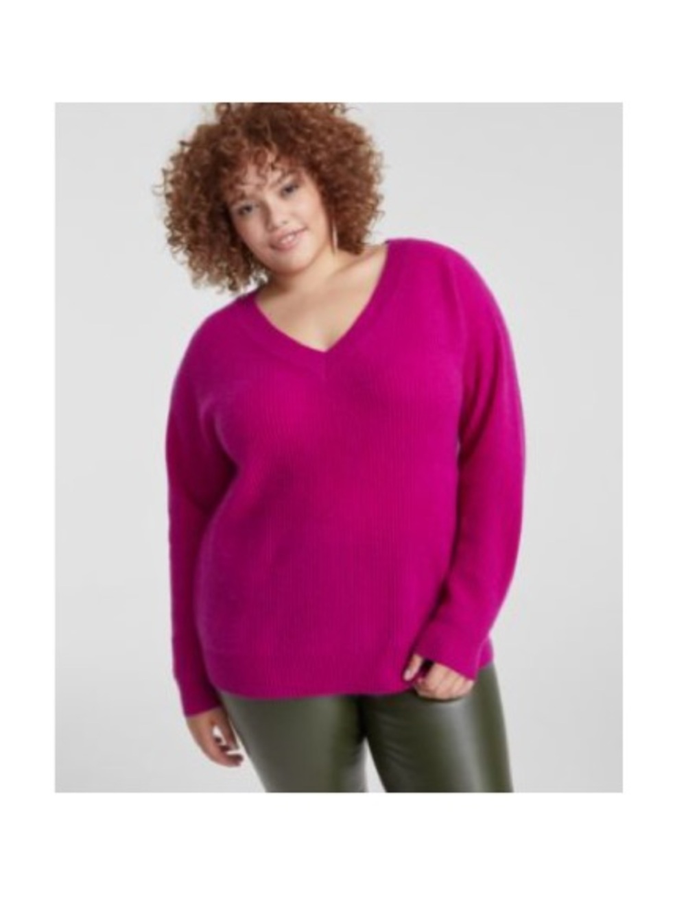 100% Cashmere Charter Club Magenta Pink V-Neck Sweater